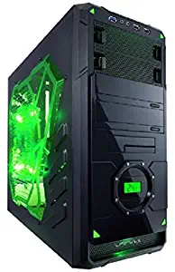 APEVIA X-Dreamer 4 ATX Mid Tower Gaming Case with 5 Fans, Large Green Tinted Side Window, LCD Temperature Display, USB2.0/USB3.0/HD Audio Ports, Hard Disk Hot Swap Bay for 3.5