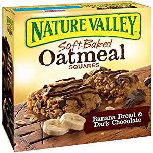 Nature Valley Soft-Baked Oatmeal Squares, Banana Bread and Dark Chocolate, 6 Count, 1.24 oz (Pack of 3)