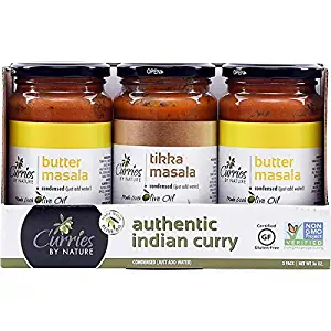 Curries By Nature Butter|Tikka Masala Curry Sauce | Natural Olive Oil Gluten Free, Yeast Free Condensed Cooking Sauce Indian Curry | 12 Ounce, 3 Pack