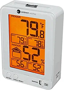 Ambient Weather WS-2063-W Indoor Temperature & Humidity Monitor with Backlight