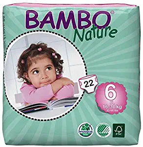 Bambo Nature Eco Friendly Baby Diapers Classic for Sensitive Skin, Size 6 (35-66 lbs), 22 Count