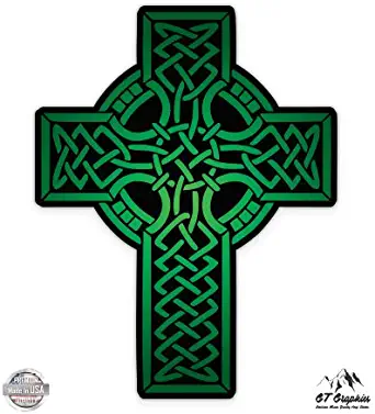 GT Graphics Green Celtic Cross - Vinyl Sticker Waterproof Decal