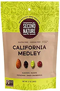 Second Nature California Medley Trail Mix - Healthy Nuts Snacks Blend - 12 oz Resealable Pouch