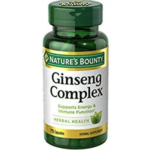 Nature's Bounty Ginseng Complex Herbal Health Capsules 75 ea (Pack of 2)