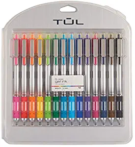 TUL Retractable Gel Pens, Bullet Point, 0.7 mm, Gray Barrel, Assorted Standard and Bright Ink Colors, Pack of 14