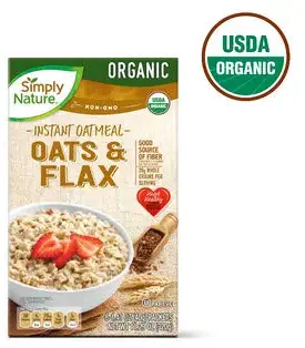 Simply Nature Organic Oats & Flax Instant Oatmeal - 11.29 oz