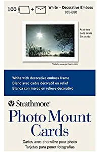 Strathmore 105-680 Photo Mount Cards, White Decorative Embossed Border, 100 Cards & Envelopes