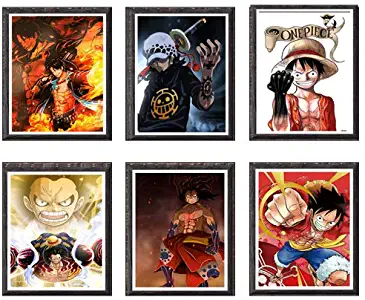 OP Manga Anime Gear fourth Luffy Ace Law Canvas Art Print Decor,8 x 10 Inches,No Frame,Set of 6 Pieces