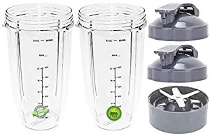 Replacement NutriBullet 32 Oz Cup with Flip Top to Go Lid for Nutri Bullet 600W 900W (2 Pack) by Pro Blade