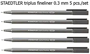 Staedtler Triplus Fineliner Pens gray color 5 Pcs./Pack