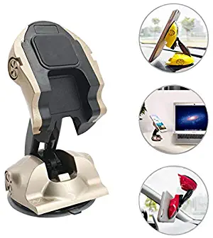 Car and Desktop Using Magnetic Car Model Cell Phone Holder, 360 Degree Adjustable, Compatible with 3.5-12 Inch Size Phone, Pad (Gold)