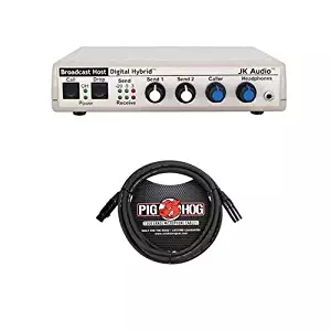 JK Audio Broadcast Host Analog Digital Hybrid Telephone, Audio Line & Mic Desktop Broadcast Station, 200Hz-3600Hz Frequency Response (Telephone Side) - with 15' 8mm XLR Microphone Cable