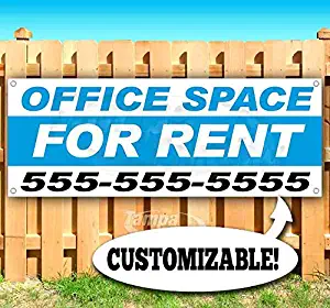 Office Space for Rent Customizable 13 oz Heavy Duty Vinyl Banner Sign with Metal Grommets, New, Store, Advertising, Flag, (Many Sizes Available)