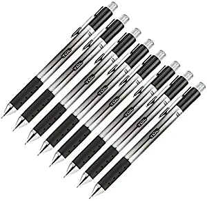 Tul Retractable Gel Pens 0.5mm Needle Point, Black (8 Pack)