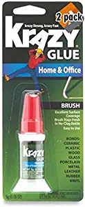 Krazy Glue Home & Office Brush On Super Glue, Brush Applicator, 5 Grams (2 Pack)