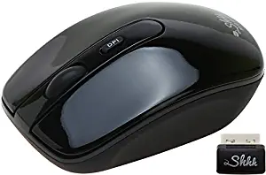 ShhhMouse Wireless Ergonomic Mouse for Laptop & Computer with USB, Silent Cordless Mice with 3 Adjustable DPI Levels for Chromebook (Black)