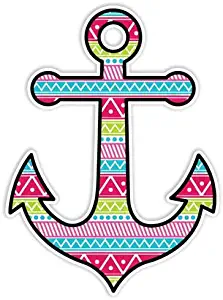 Anchor Sticker Colorful Tribal Decal by Megan J Designs - Laptop Car Vinyl Tumbler Sticker