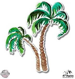 GT Graphics Palm Trees Watercolor - 8" Vinyl Sticker - for Car Laptop I-Pad - Waterproof Decal