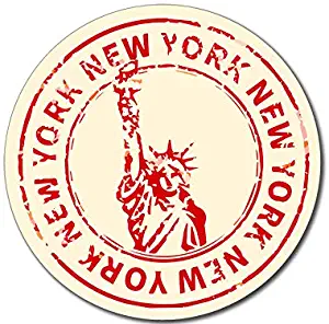 American Vinyl Round Vintage Travel Stamp New York Sticker (ny Liberty NYC Statue Liberty)