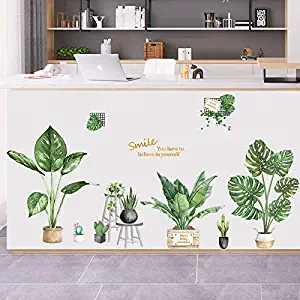 Tropical Plants Green Leaves Wall Stickers for Living Room Bedroom Nursery Classroom Offices Wall Decals Art Murals Home Decoration