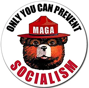 American Vinyl Round Only You Can Prevent Socialism Sticker (Smokey MAGA Trump 2020 no aoc)