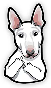 GT Graphics Express Pitbull Bull Terrier Middle Finger - 5" Vinyl Sticker - for Car Laptop I-Pad - Waterproof Decal