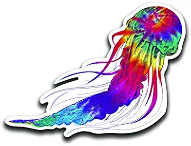 More Shiz Tie Dye Jellyfish (2 Pack) Vinyl Decal Sticker - Car Truck Van SUV Window Wall Cup Laptop - Two 5 Inch Decals - MKS0954