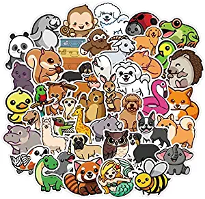 50PCS Nature Animal Stickers Cute Animal Stickers Water Bottle Water Bottle Laptop iPad Diary Gift Box Vinyl Waterproof Sticker Pack Suitable for Kids Over 3 Years Old