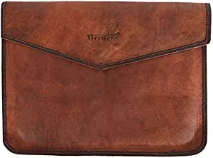 WerKens Genuine Leather Laptop Sleeve a Luxury Laptop Sleeve Cover Case for MacBook and Laptops with Display Sizes 13-13.3-13.5" Inch,Handmade Laptop Leather Sleeve Vintage Document Holder - Brown