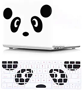 HRH 2 in 1 Cute Panda Laptop Body Shell Protective PC Hard Case Cover and Matching Silicone Keyboard Cover for MacBook Old Pro 13"Inch WITH CD-ROM Drive (A1278),Release Early 2012/2011/2010/2009/2008