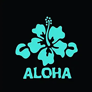 KCD Aloha Hibiscus Flower Vinyl Decal Sticker | Cars Trucks Vans Walls Laptops Cups | Light Blue | 5.5 inches | KCD1508LBL