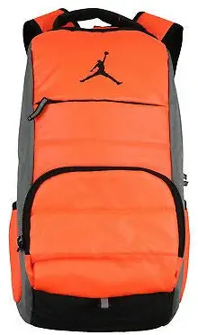 NIKE Air Jordan Jumpman All World Laptop School Storage Backpack, Hyper Orange/Grey