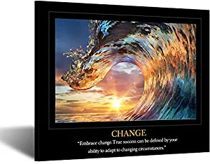 Kreative Arts Motivational Self Positive Office Quotes Inspirational Success Teamwork Posters Canvas Prints Amazing Ocean Wave Pictures Sunset on Sea Landscape Wall Art for Big Room Hall Office 20x24