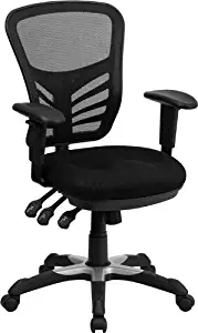 Flash Furniture Mid-Back Black Mesh Multifunction Executive Swivel Chair with Adjustable Arms