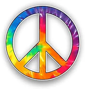 Vinyl Junkie Graphics Peace Sign Custom Graphic Decal Window Laptop Car Truck Window Sticker (Rainbow Tie Dye)