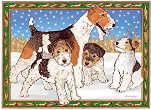Fox Terrier Wire Christmas Cards : 10 Holiday Cards with Envelopes - ADORABLE!