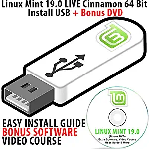 Linux Mint 19.0 LIVE Cinnamon Install USB 16Gb Bootable with Persistence 64 Bit Operating System + Bonus Software & Linux Course DVD Disk