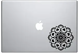 Applicable Pun Indian Ethnic Design #2 - Flower Floral Beauty Tribal Style - 5" Black Vinyl Decal Sticker Car MacBook Laptop