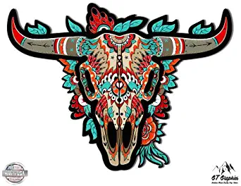 GT Graphics Bull Skull Ethnic - Vinyl Sticker Waterproof Decal