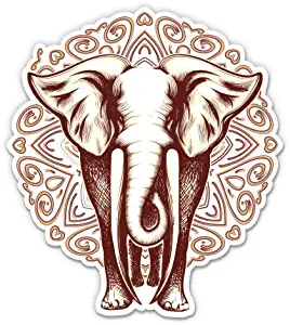 GT Graphics Express Elephant with Mandala Pretty Ethnic - Vinyl Sticker Waterproof Decal