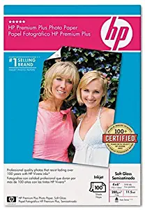 HP Premium Plus Photo Paper, Soft Gloss (100 Sheets, 4 x 6 Inch with Tab)