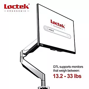 Loctek Monitor Mount Heavy Duty Gas Spring Swing Monitor Arm Desk Mount Stand Fits for 10"-34" Monitor Weighting 13.2-33 lbs - D7L