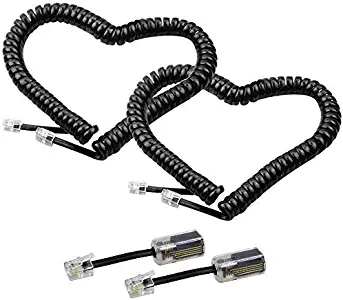 Telephone Cord Detangler,LOVK 2 Pack 13Ft Uncoiled / 2Ft Coiled Telephone Handset Cord with 2 Pack 360 Degree Rotating Landline Cable Detangler Swivel Cord Untangler Telephone Accessory