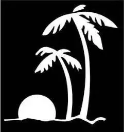 Beach Sunset Palm Trees Ocean Vinyl Decal Sticker|White|Cars Trucks Vans SUV Laptops Wall Art|5.5" X 5.25"|CGS390