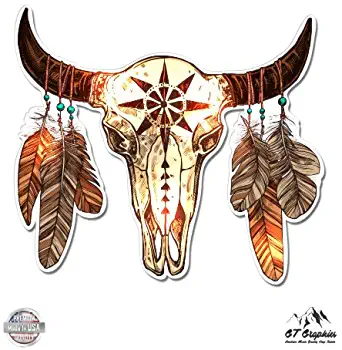 GT Graphics Cow Skull Trendy Native American Ethnic Spiritual - Vinyl Sticker Waterproof Decal