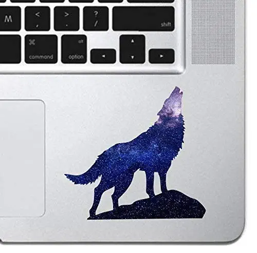 Cosmic Howling Wolf Laptop Sticker Keyboard, Keypad Vinyl Macbook Decal Sticker - Skin Track Pad MacBook Pro Air 13" 15" 17" iPad Laptop Decal iPad Sticker K9 Dog Wolf Silhouette