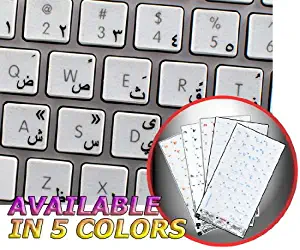 Arabic MAC Transparent Keyboard Decals with Black Lettering for Desktop, Laptop and Notebook
