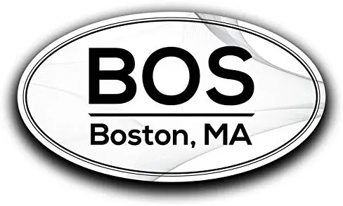 More Shiz BOS Boston Massachusetts Airport Code Decal Sticker Home Travel Car Truck Van Bumper Window Laptop Cup Wall - Two 5.5 Inch Decals - MKS0547