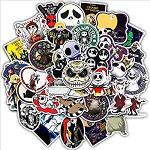 Halloween Ghost Waterproof Stickers of 50 Vinyl Decal Merchandise Laptop Stickers for Laptops, Computers, Hydro Flasks, Skateboard and Travel Case