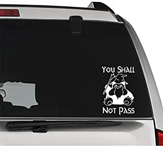 You Shall Not Pass Snorlax Gandolf Crossover REMOVABLE Vinyl Decal Sticker For Laptop Tablet Helmet Windows Wall Decor Car Truck Motorcycle - Size (07 Inch / 18 Cm Tall) - Color (Matte White)